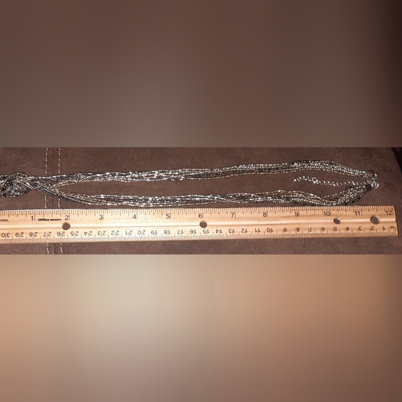 Tri color knotted multistrand necklace EUC women's costume silver black gold - Picture 13 of 13